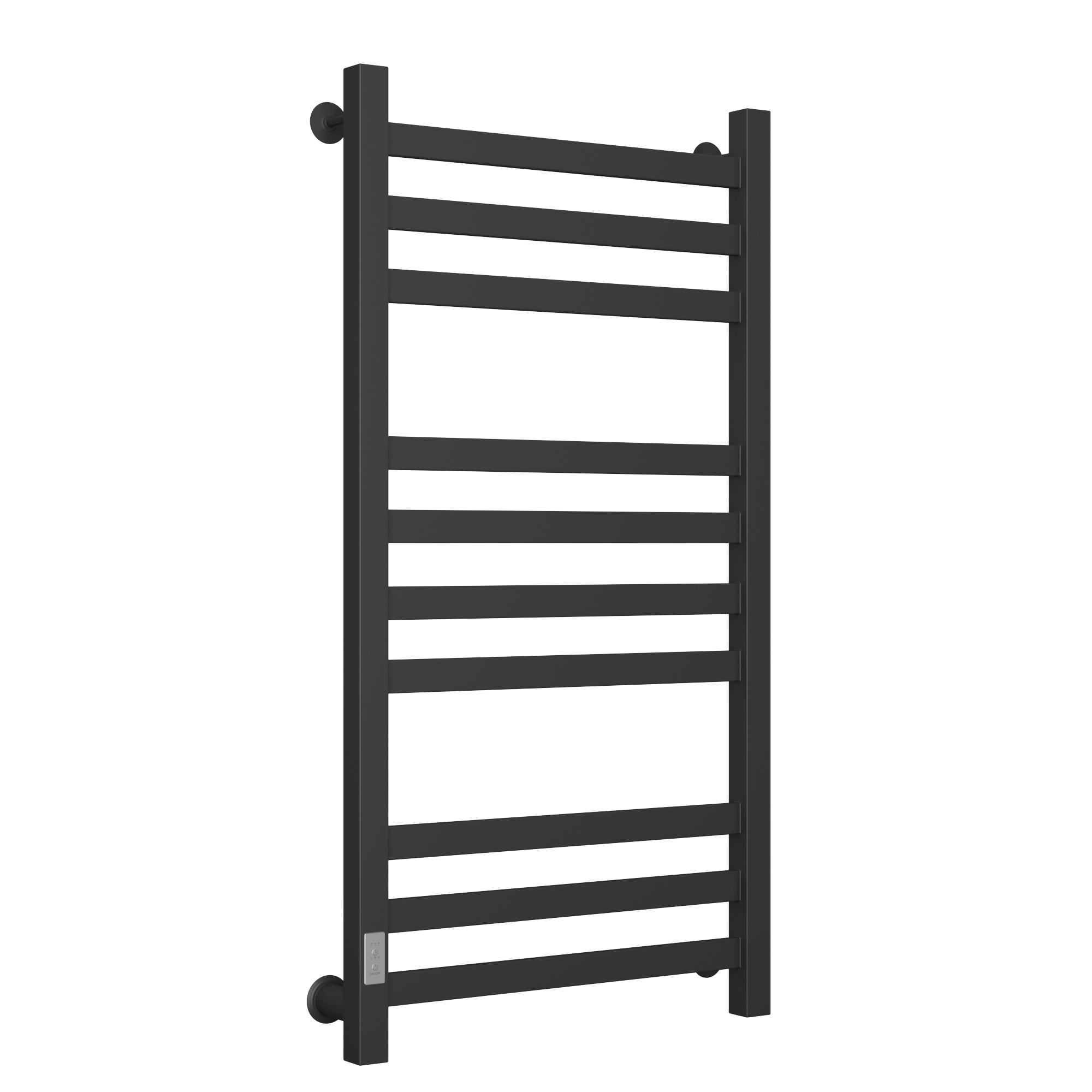 Полотенцесушитель электрический профильный Маргроид BAU В81/10 50х100, 3 вставки 3-4-3 размер 30*10, черный матовый RAL 9005 с таймером слева
