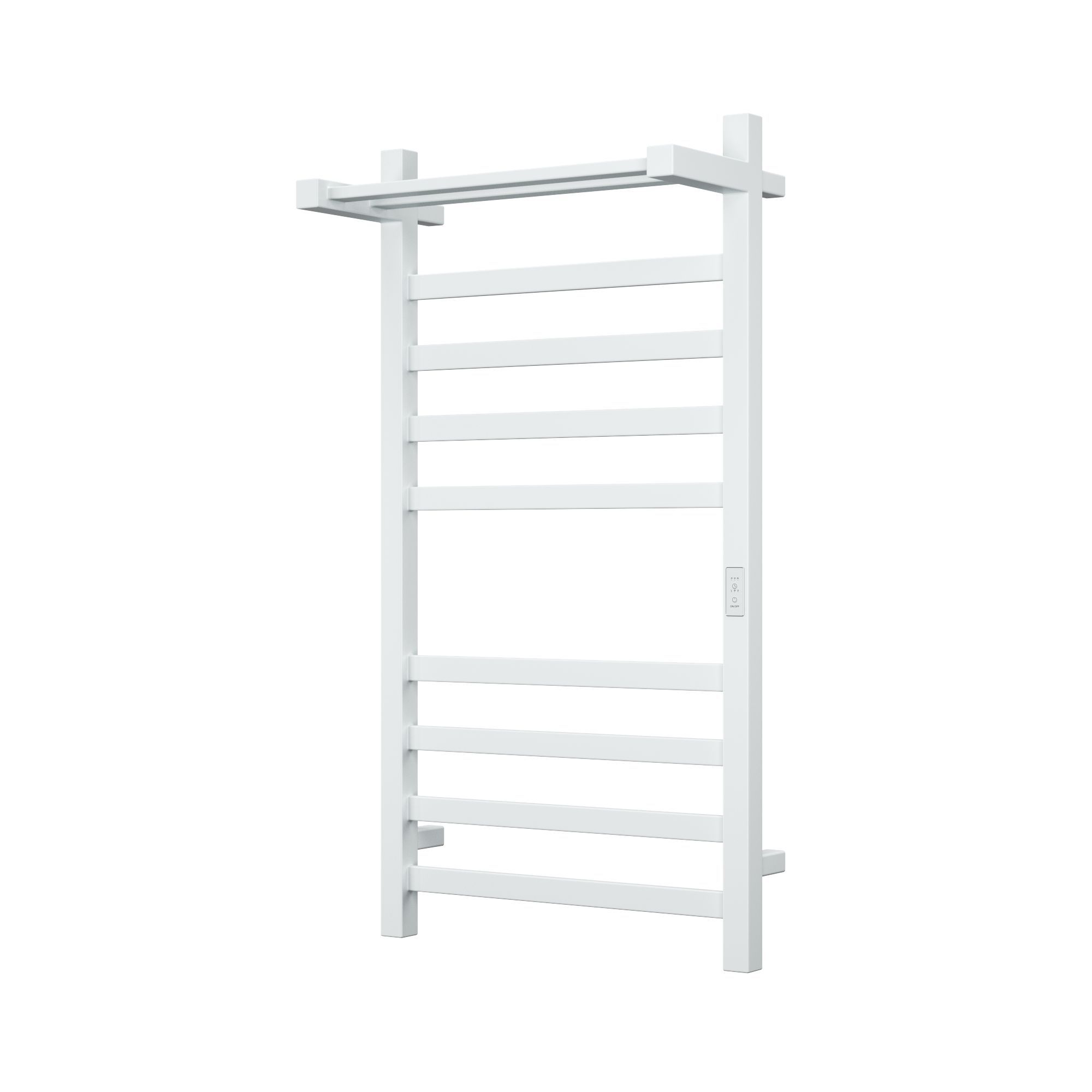 Полотенцесушитель электрический профильный с полкой BAU Hotel Shelf 50х100, 8 планок, универсальный, белый полуматовый