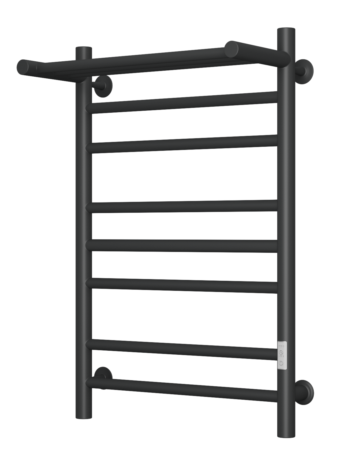 Полотенцесушитель электрический с полкой Маргроид BAU В10 50х80 П7 (2+3+2) с таймером справа, черный матовый RAL 9005