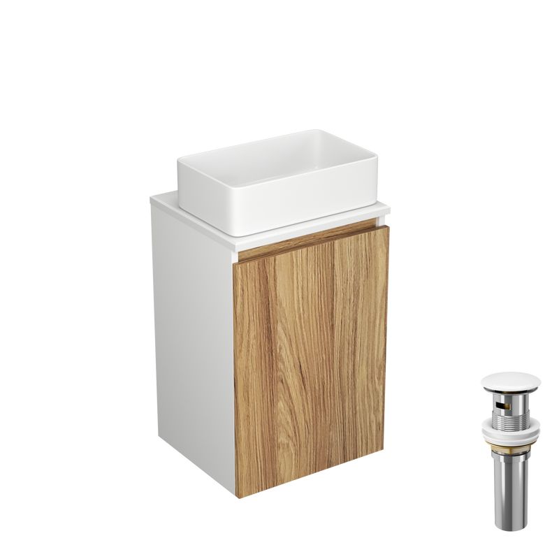 Тумба с раковиной и выпуском (Тумба Bau Dream Blackwood 40, умывальник BAU Mini 38х24, выпуск клик клак, белый)