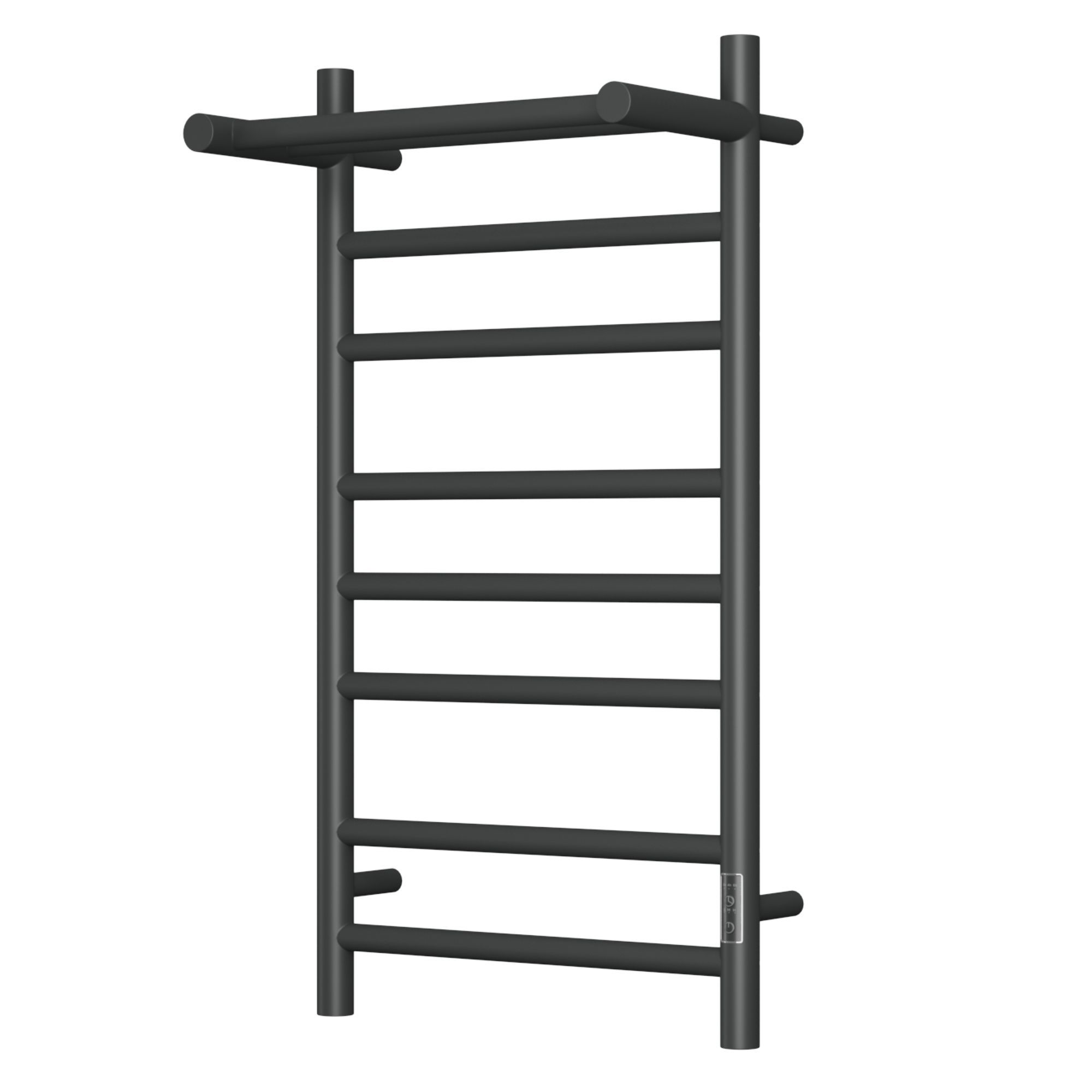 Полотенцесушитель электрический с полкой BAU Stil Shelf 40х80, 7 планок, универсальный, черный матовый RAL 9005