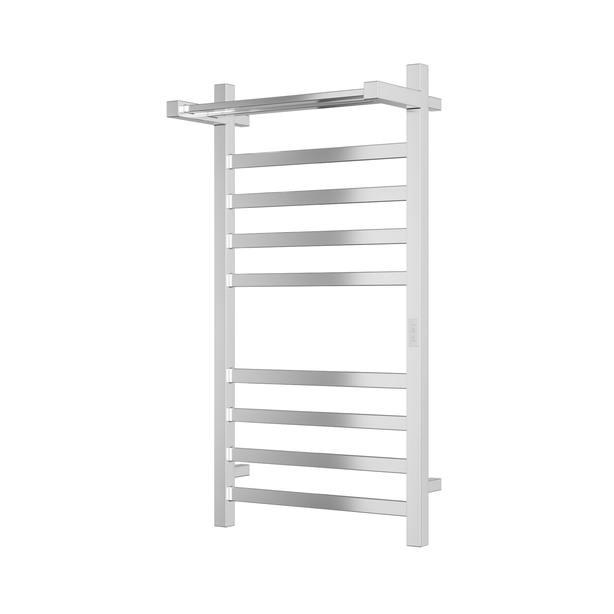 Полотенцесушитель электрический профильный с полкой BAU Hotel Shelf 50х100, 8 планок, универсальный, нерж. сталь полированная