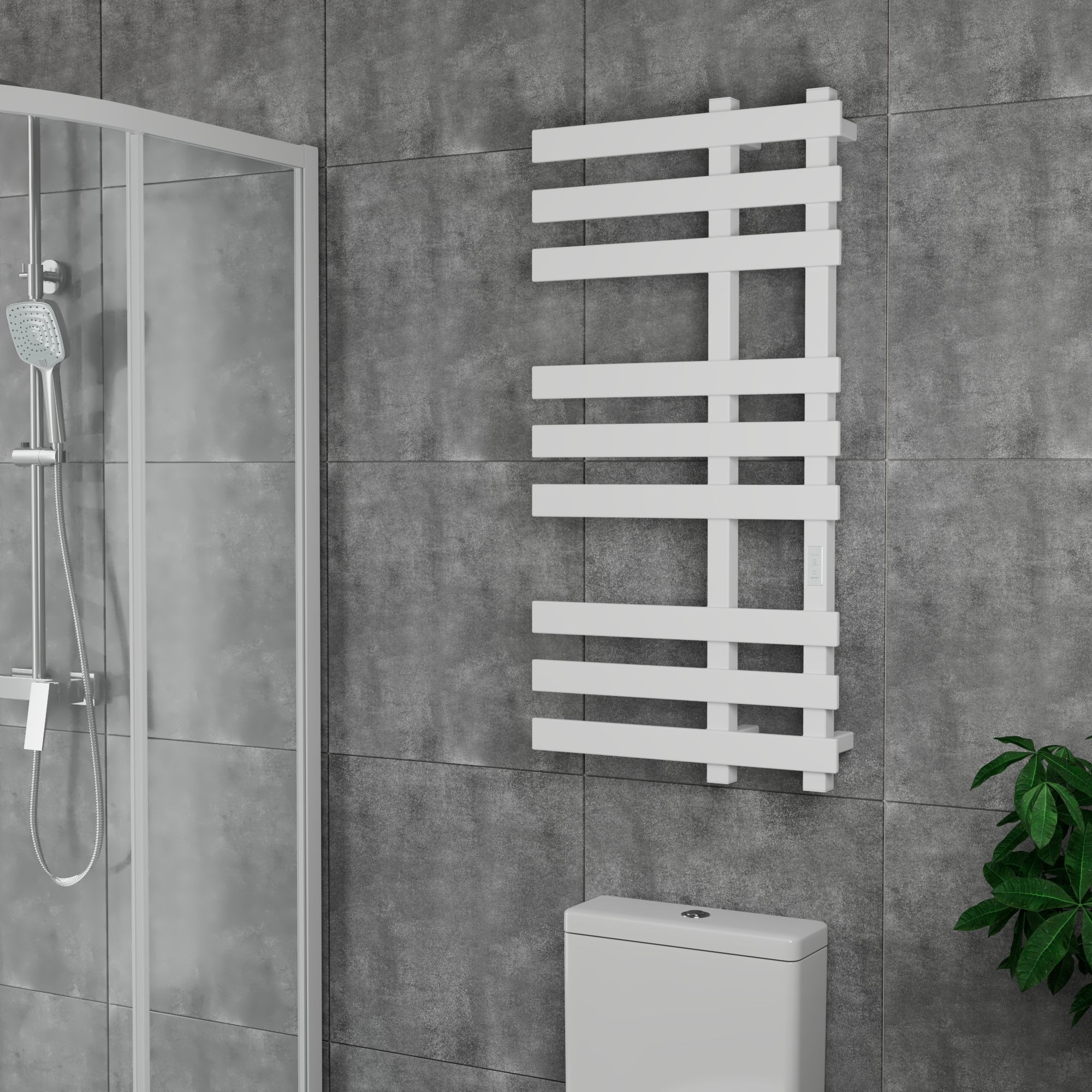 Полотенцесушитель дизайнерский электрический, профильный BAU Blizzard 50х100, 9 планок, белый полуматовый