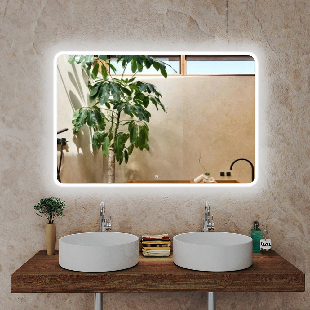 Зеркало для ванной с подсветкой Bau Stil 120х70, LED сенсор, пластиковый защитный корпус