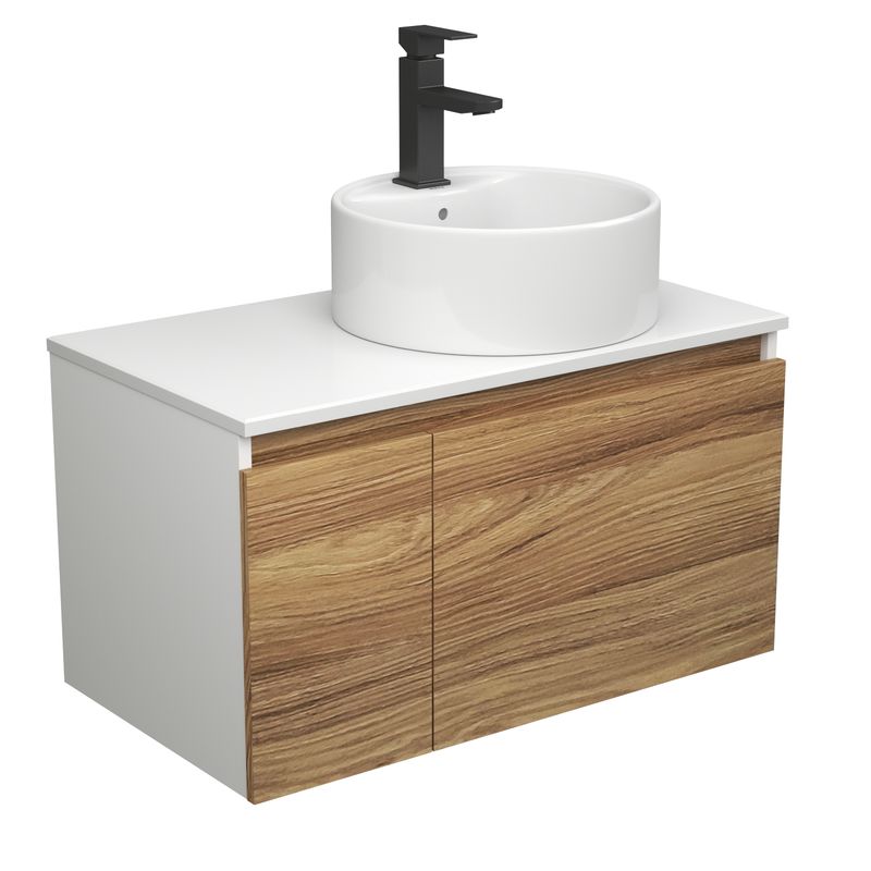 Комплект для ванной, 3 предмета (тумба Bau Dream Blackwood 80 + раковина BAU Element D40, с отверстием под смеситель, белая, смеситель Hotel Black)