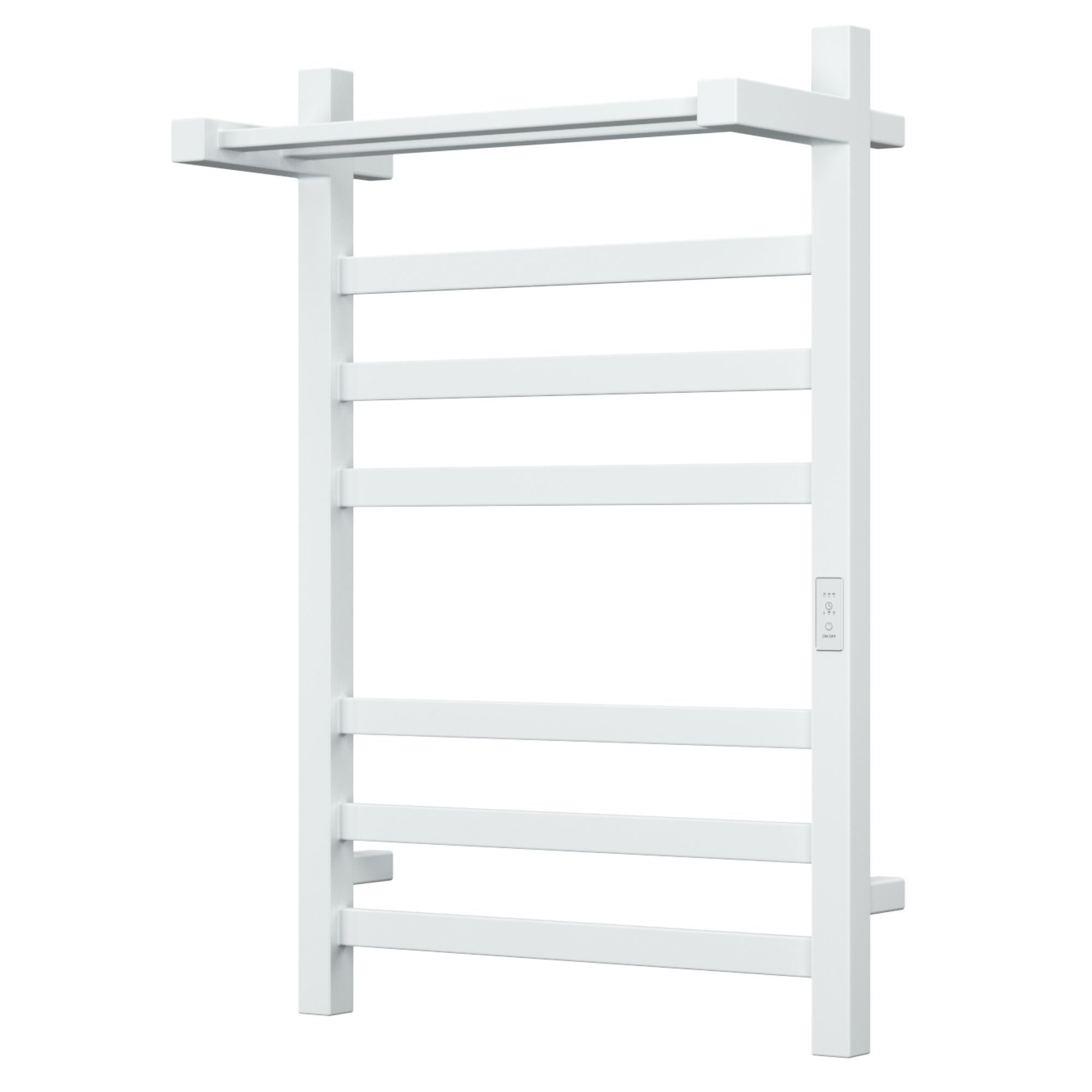Полотенцесушитель электрический профильный с полкой BAU Hotel Shelf 50х80, 6 планок, универсальный, белый полуматовый