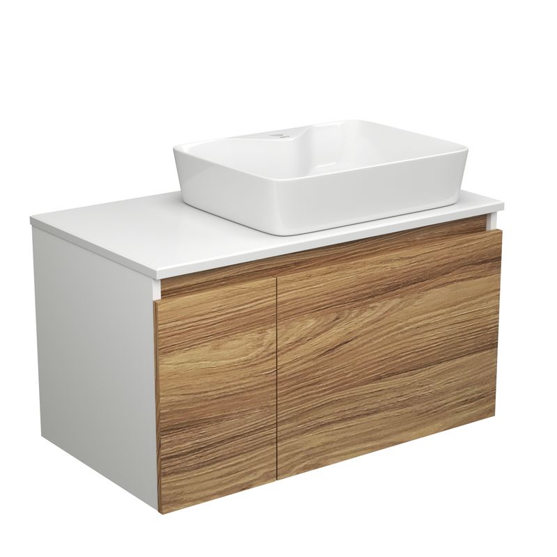 Тумба с раковиной (тумба подвесная под раковину Bau Dream Blackwood 80 + раковина накладная BAU Cerama 48х37, с отверстием под смеситель, белая)