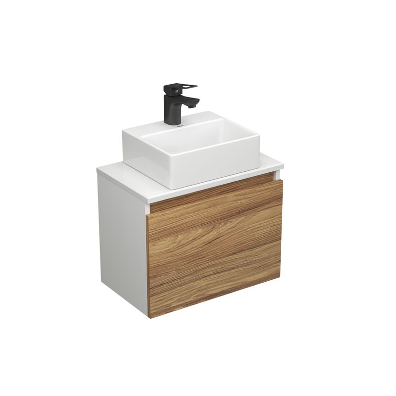 Комплект для ванной, 3 предмета (Тумба подвесная под раковину Bau Blackwood 50 + раковина BAU 33х28, смеситель Cerama Black, черный)