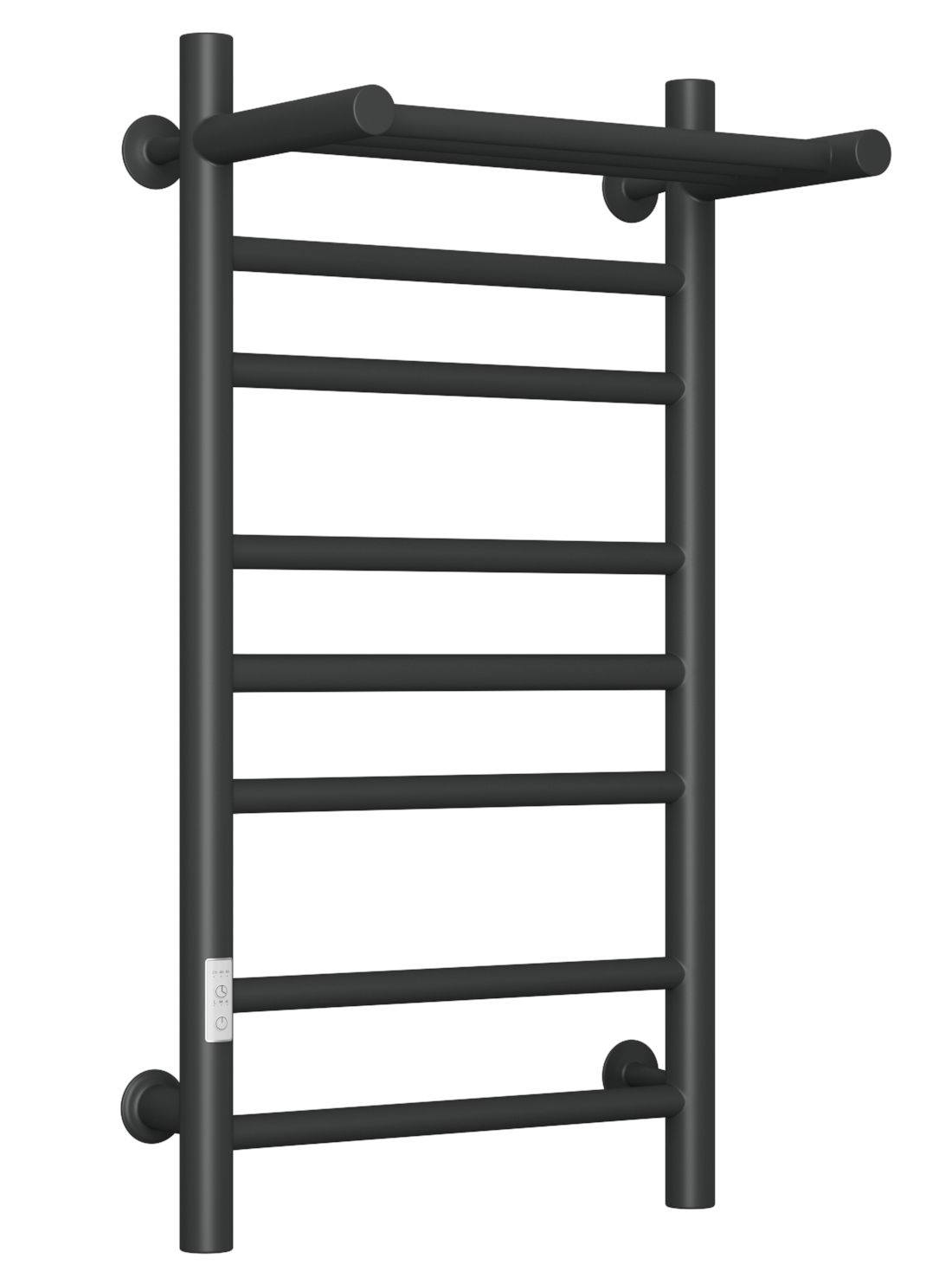 Полотенцесушитель электрический лесенка с полкой Маргроид BAU В10 40х80 П7 (2+3+2) черный матовый RAL 9005, таймер слева