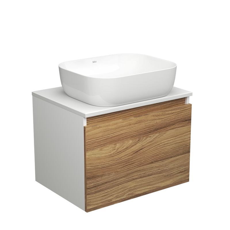 Тумба с раковиной (тумба подвесная под раковину Bau Dream Blackwood 60 + раковина накладная BAU Stil Pro 50х40, белая)