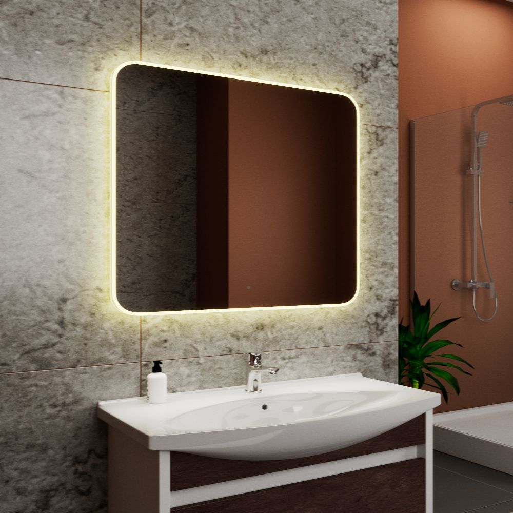 Зеркало Bau Hotel Limited Edition 1000х800, сенсор на взмах, c LED подсветкой, защитный корпус с высокой светопроницаемостью, теплый свет