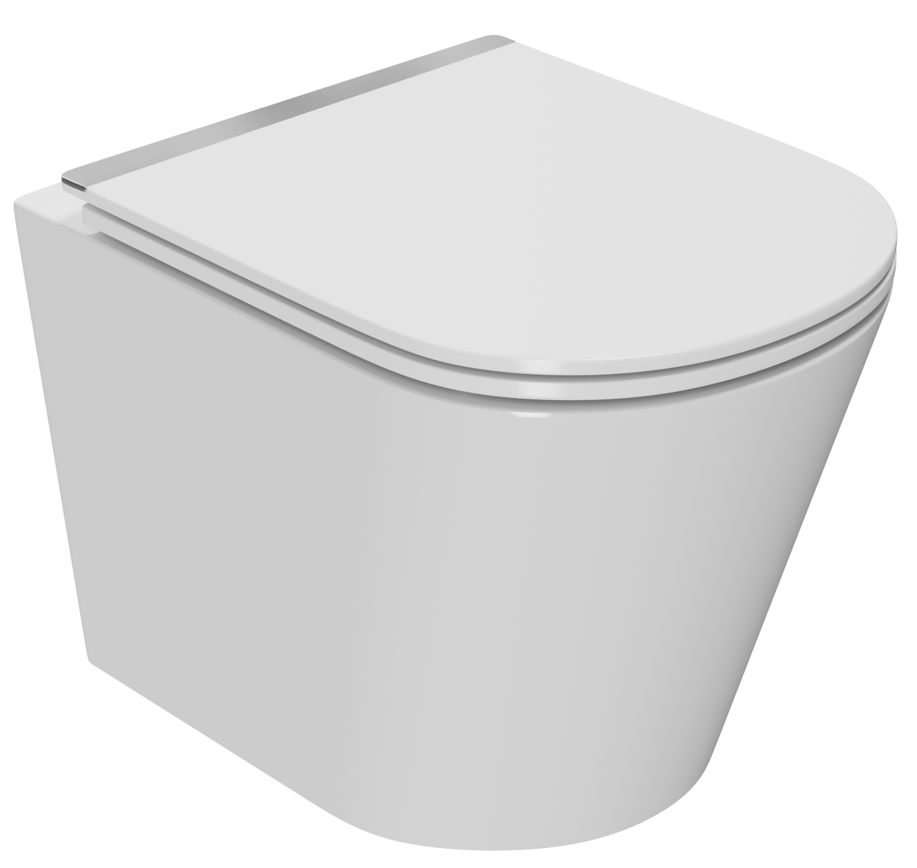 Унитаз подвесной безободковый Bau Nimb LUX, быстросъемное тонкое сиденье дюропласт микролифт с нержавеющей вставкой BK0001-LUX