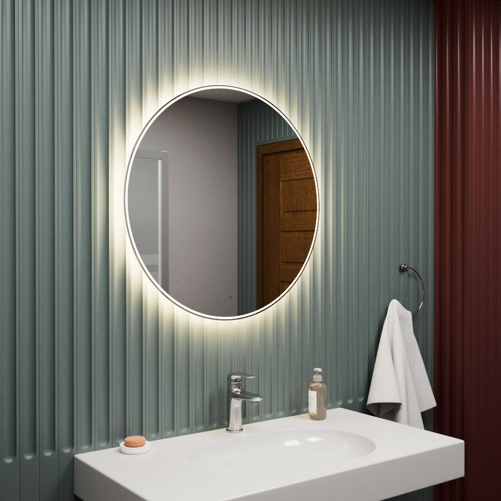 Зеркало круглое Bau Dream Limited Edition 800х800, сенсор на взмах, c LED подсветкой, защитный корпус с высокой светопроницаемостью, теплый свет