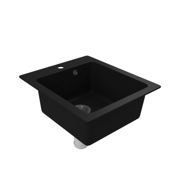 Мойка для кухни BAU Stil Black coal 42х50, выпуск с сифоном в комплекте, черный уголь