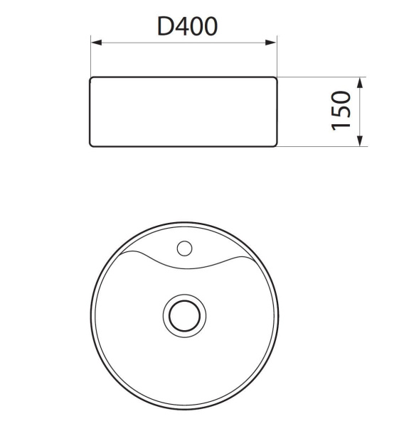 Раковина накладная со смесителем и выпуском (круглая BAU D40, белая + смеситель Hotel Still, нер. сталь, выпуск клик-клак хром)