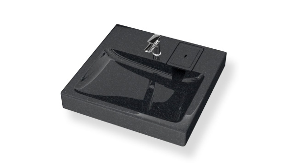 Раковина над стиральной машиной BAU Hotel 60х50, литьевой мрамор в комплекте с кронштейнами и сифоном, антрацит