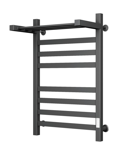 Полотенцесушитель электрический профильный с полкой Маргроид BAU В81/10 50х80 Gun Grey темно-серый металлик с таймером, универсальное подключение