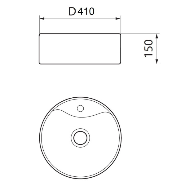 Раковина круглая накладная BAU Element D41, с отверстием под смеситель, темно-серая матовая