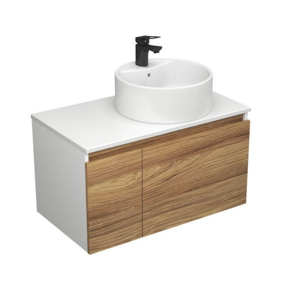 Комплект для ванной, 3 предмета (тумба Bau Dream Blackwood 80 + раковина BAU Element D40, с отверстием под смеситель, белая, смеситель Cerama Black)