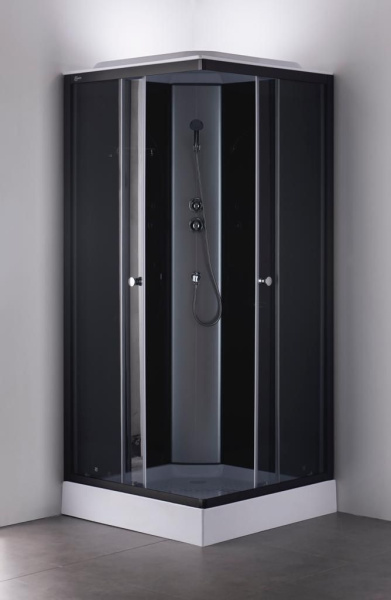 Душевая кабина BAU Stil квадратныая с поддоном 90x90х195, тонированные передние закаленные стекла, черные задние стенки, черный матовый профиль