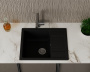 Мойка для кухни оборачиваемая с крылом BAU Stil Black coal 61х50, выпуск с сифоном в комплекте, черный уголь