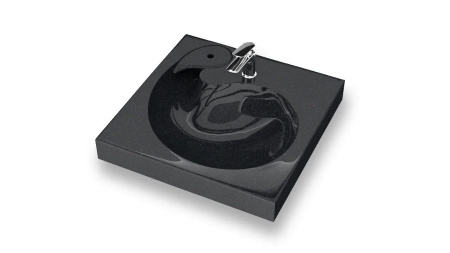 Раковина над стиральной машиной BAU Omega 60х60, литьевой мрамор в комплекте с кронштейнами и сифоном, антрацит