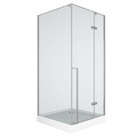 Душевой уголок квадратный BAU Stil pattern 90х90х200, с поддоном 12,5 см, закаленное стекло 6 мм, профиль хромированный алюминий, с сифоном