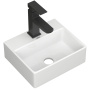 Раковина накладная со смесителем (прямоугольная BAU Cerama Mini 33х28, с отверстием, белая + смеситель Hotel Black, черный)