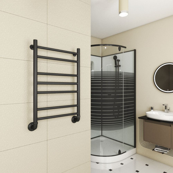 Полотенцесушитель водяной Маргроид BAU В10 50х80, П7 (2+3+2) нижнее подключение 50, черный матовый RAL 9005