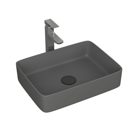 Раковина накладная прямоугольная BAU Hotel Размер 48х37, темно-серая матовая