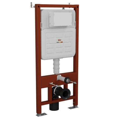 Комплект BAU 6 в 1: усиленная инсталляция BAU IDEAL, унитаз подвесной безободковый Bau Stil 49х35, сиденье дюропласт микролифт, клавиша BAU Light антивандальная, нерж. сталь хром