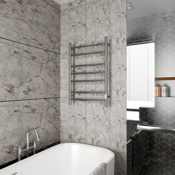 Полотенцесушитель электрический BAU Stil 50х80, 7 планок, универсальный, нерж. сталь полированная