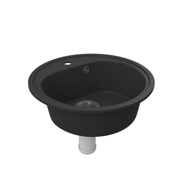 Мойка для кухни BAU Dream Black stone D 44, выпуск с сифоном в комплекте, черный камень