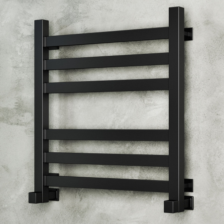 Полотенцесушитель водяной профильный Маргроид BAU В81/10 50х60, 2 вставки 3+3 размер 30*10, вентили 855-404, черный матовый RAL 9005