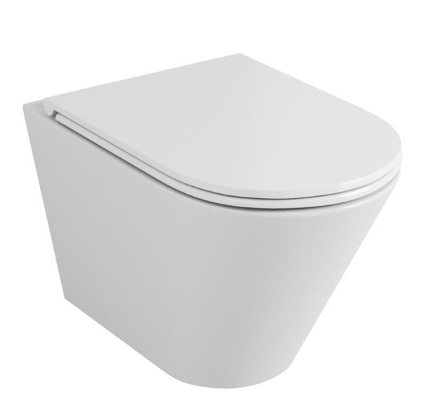 Унитаз подвесной безободковый Bau Nimb, быстросъемное тонкое сиденье дюропласт микролифт BK0001