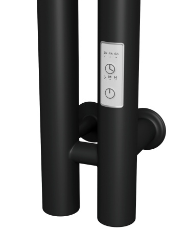 Полотенцесушитель, дизайн-радиатор электрический Маргроид BAU Inaro 120х6, 4 крючка, черный матовый RAL 9005 с таймером