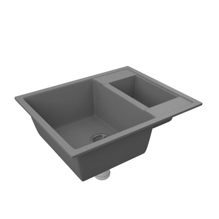 Мойка для кухни оборачиваемая, полуторная чаша BAU Stil Gray stone 60х50, выпуск с сифоном в комплекте, серый камень