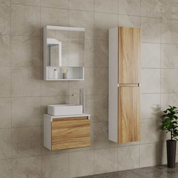 Комплект для ванной, 3 предмета (Тумба Bau Dream Blackwood 50, раковина BAU Mini 38х24, смеситель для раковины Potato Hotel, хром)