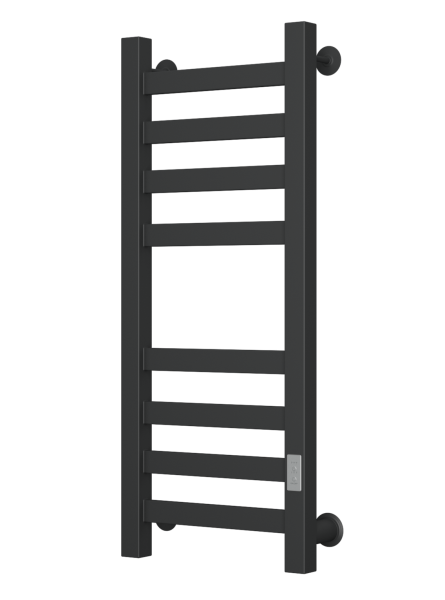 Полотенцесушитель электрический профильный Маргроид BAU В81/10 30х80, 2 вставки 4х4 размер 30*10, черный матовый RAL 9005 с таймером справа