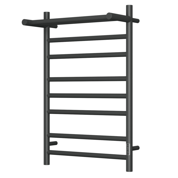 Полотенцесушитель электрический с полкой BAU Stil Shelf 50х80, 7 планок, универсальный, черный матовый RAL 9005
