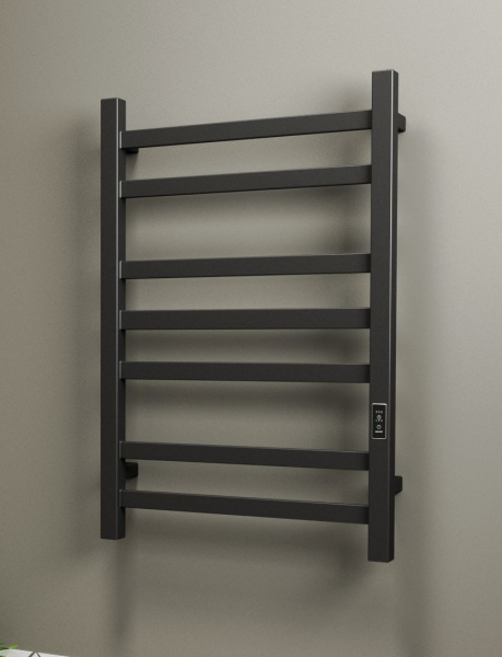 Полотенцесушитель электрический профильный BAU Hotel 50х80, 7 планок, универсальный, черный матовый RAL 9005