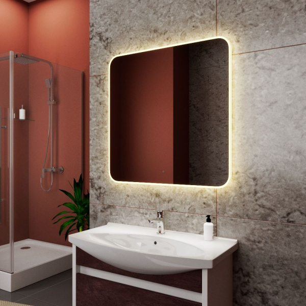 Зеркало Bau Hotel Limited Edition 800х800, сенсор на взмах, c LED подсветкой, защитный корпус с высокой светопроницаемостью, теплый свет