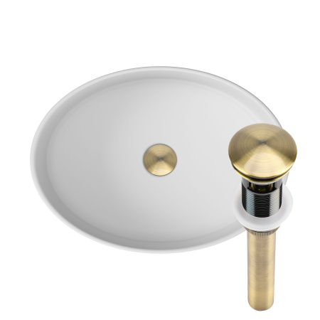 Раковина накладная на столешницу BAU Nimb овальная 50х36, белая, выпуск клик клак, бронза
