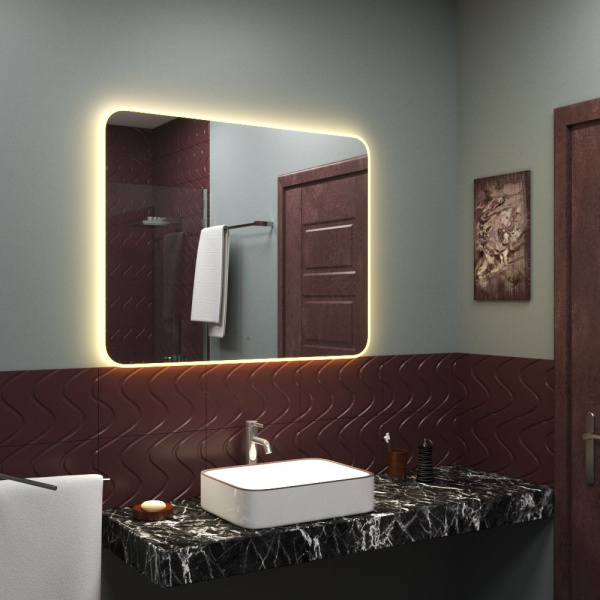 Зеркало Bau Hotel Limited Edition 1000х800, сенсор на взмах, c LED подсветкой, защитный корпус с высокой светопроницаемостью, теплый свет