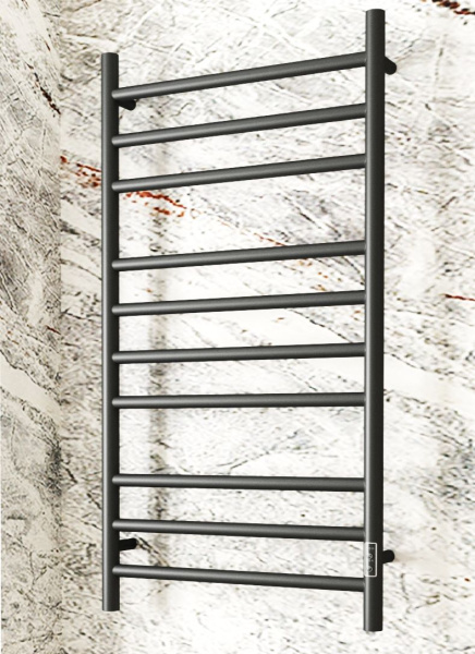 Полотенцесушитель электрический BAU Stil 50х100, 10 планок, универсальный, черный матовый RAL 9005