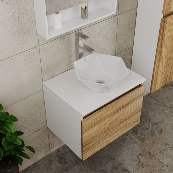 Комплект для ванной, 4 предмета (тумба Bau Dream 60 + раковина на столешницу BAU 40х40, белая + смеситель Hotel Still, выпуск клик-клак, хром)