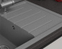 Мойка для кухни оборачиваемая с крылом BAU Stil Gray stone 75х50, выпуск с сифоном в комплекте, серый камень