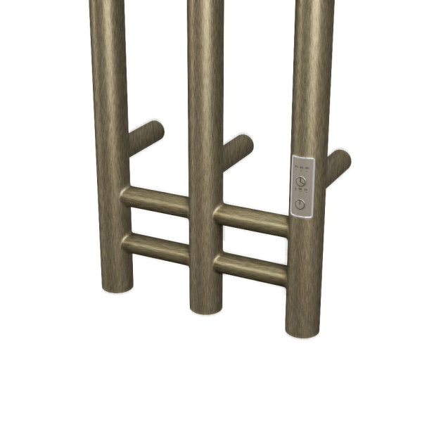 Полотенцесушитель дизайнерский электрический, BAU Stella 25х160, 3 коллектора, 2 крючка, антикварная бронза