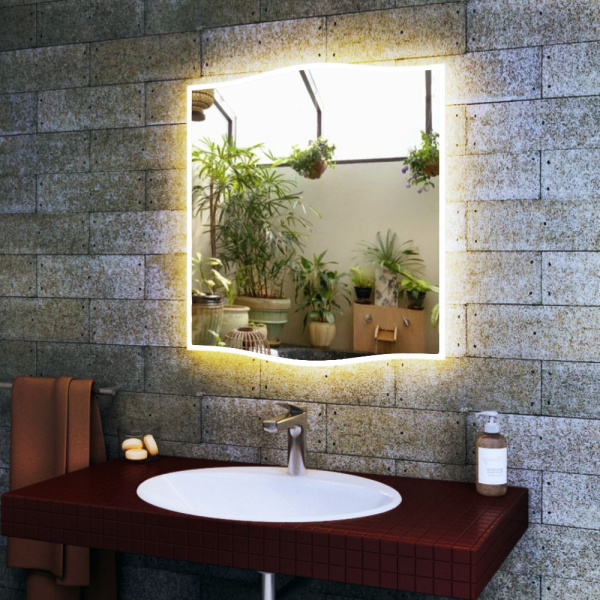 Зеркало Plaza Limited Edition 650х745, сенсор на взмах, c LED подсветкой, защитный корпус с высокой светопроницаемостью, теплый свет