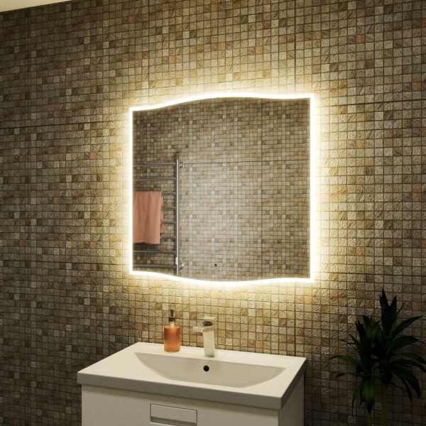 Зеркало Bau Plaza Limited Edition 750х745, сенсор на взмах, c LED подсветкой, защитный корпус с высокой светопроницаемостью, теплый свет